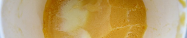 Mango-Ginger sorbet swirled with coconut ice cream
